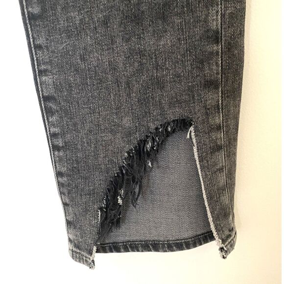 Frame Le High Straight Leg Jeans Silver Strike Split Hem Frayed Denim Sz 30 - Picture 11 of 13